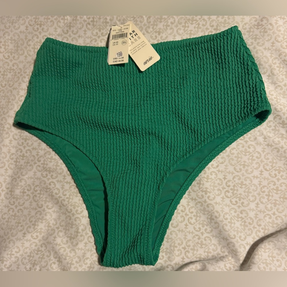 Aerie Crinkle High Waisted Cheeky Bikini Bottom XS NWT - Picture 5 of 7